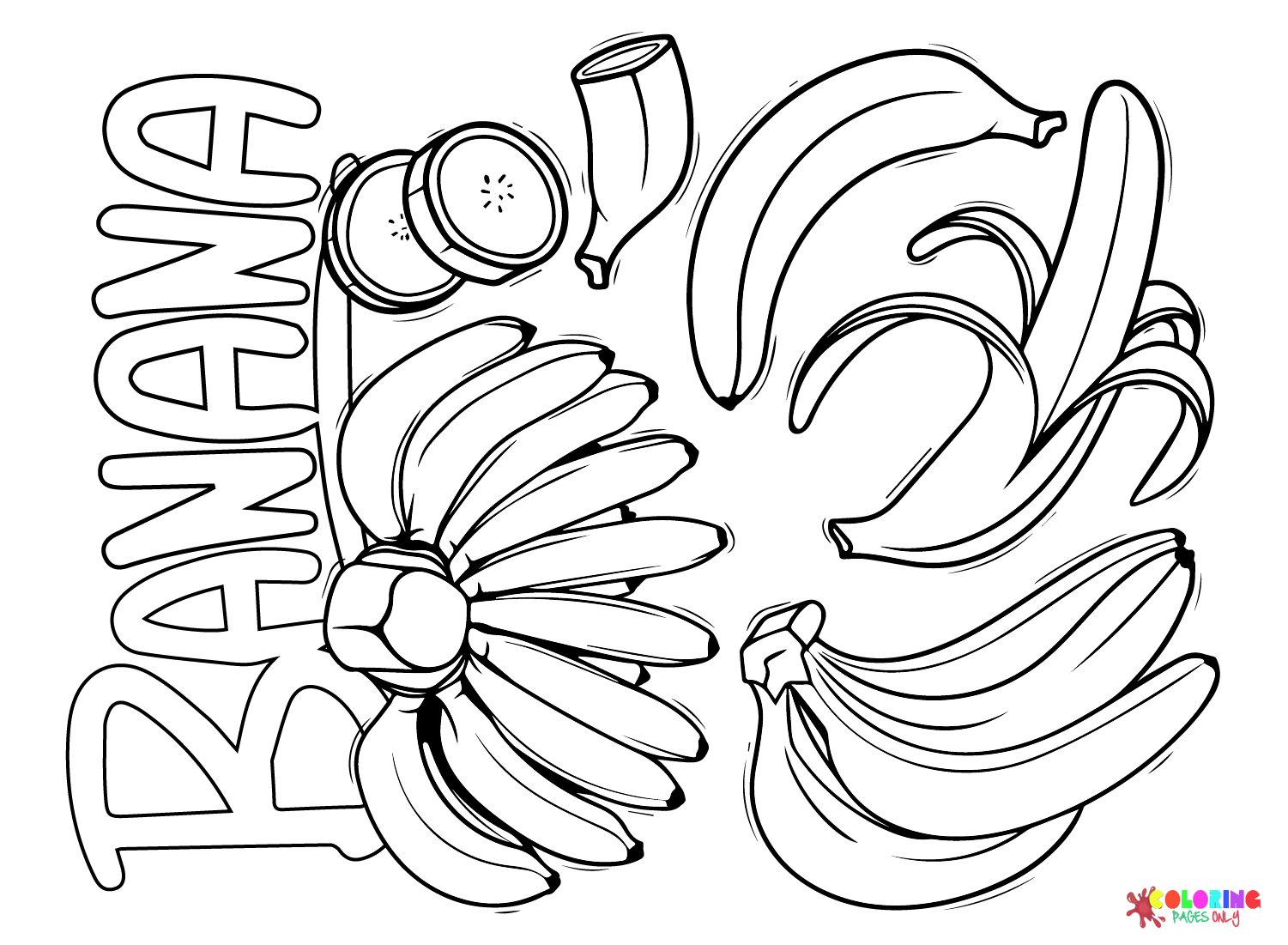 Desenhos para colorir Doodle de banana - Desenhos para colorir gratuitos  para impressão